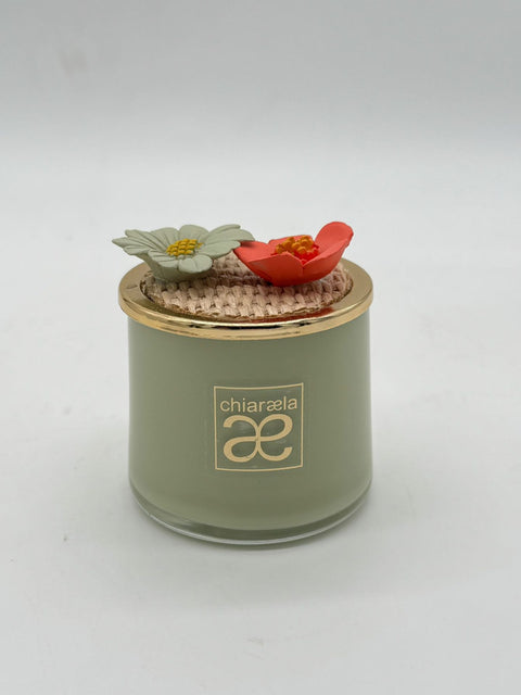 CHIARAELA CANDELA ELI MIGNON VERDE SALVIA CON FIORI DI CAMPO 6X7
