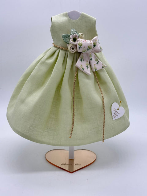 SARA'S IDEA BIG DOLLS VESTITINO IN LINO CON FIOCCO IN CERAMICA TULIPANO H22 CON SCATOLA ARMADIO
