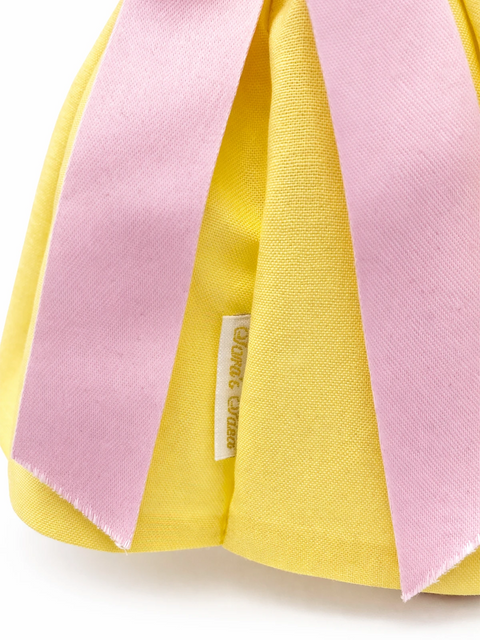 SARA'S IDEA BIG DOLLS VESTITINO IN COTONE CON CINTURA DI FIORI E BAMBOLINA IN PEXY H24 COLORE GIALLO CON SCATOLA ARMADIO