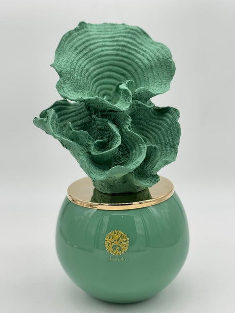 CHIARAELA CANDELA SFERA MEDIA D12 CON CORALLO VERTICALE GRANDE VERDE MARINO H24