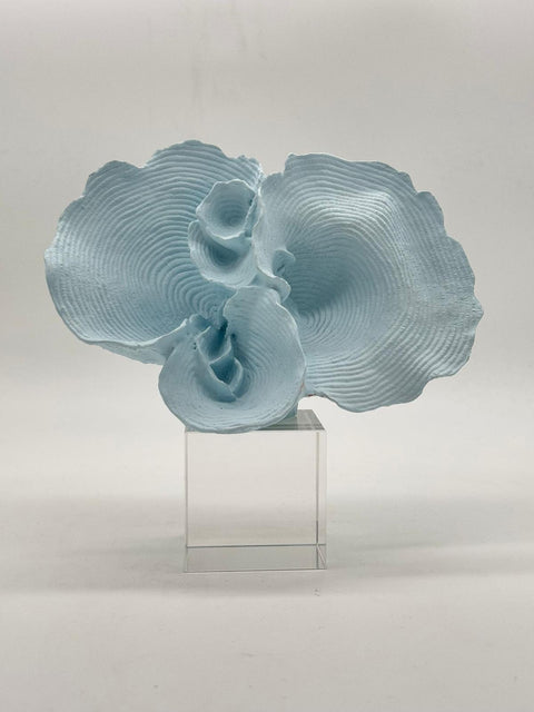 CHIARAELA SCULTURA CORALLO PICCOLO ORIZZONTALE CIELO SU  BASE CRISTALLO 5X5X15