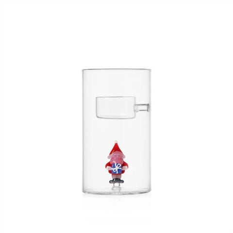 ICHENDORF Christmas Tales, Tealight Babbo Natale con regalo azzurro