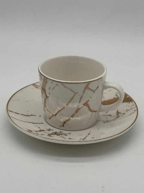 HANNA SET SERVIZIO 4 PZ TAZZA CAFFE' CON 4 PZ PIATTINO CALACATTA