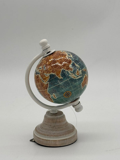 ENCANTADA GLOBO MAPPAMONDO PICCOLO TURCHESE H 9 CM BASE LEGNO