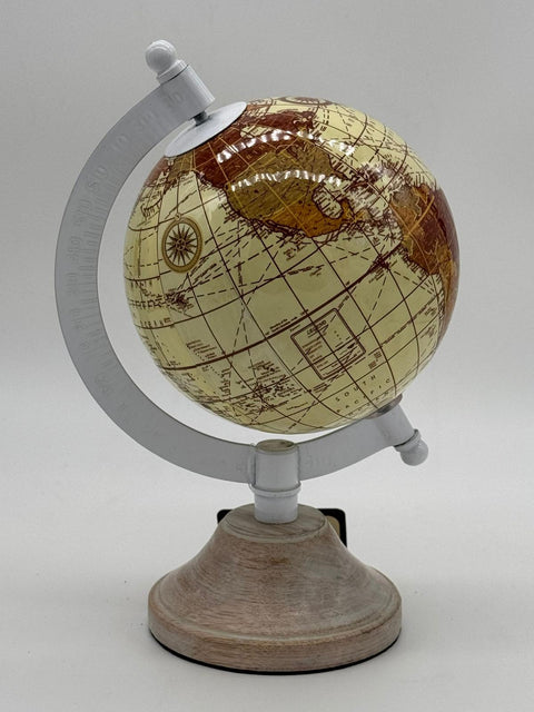 ENCANTADA GLOBO MAPPAMONDO MEDIO AVORIO H 17 CM BASE LEGNO