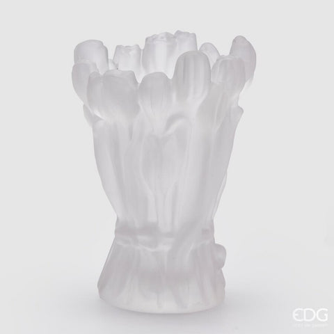 EDG Enzo De Gasperi Vaso Tulipani Vetro Satinato H30 D22 cm