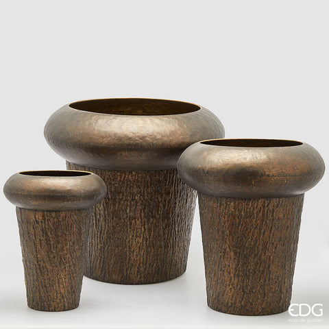 EDG Enzo De Gasperi Set 3 Vasi Metal con bordo svasato