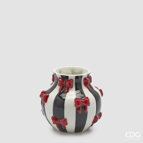 EDG ENZO DE GASPERI VASO FIOCCHI ANFORA H.13 D.15 C5 BIANCO E NERO