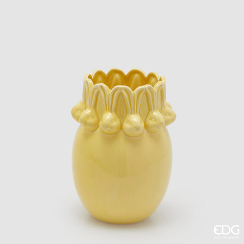 EDG Enzo de Gasperi Vaso Conigli easter bombato h 24 GIALLO