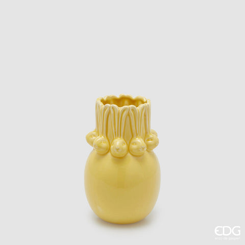 EDG Enzo de Gasperi Vaso Conigli easter bombato h 20 GIALLO