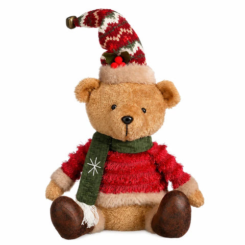 EDELMAN ORSETTO TEDDY ROSSO E VERDE  l21xw16xh23cm