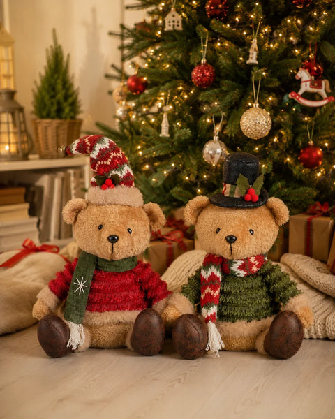 EDELMAN ORSETTO TEDDY ROSSO E VERDE  l21xw16xh23cm