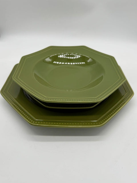 HANNA SET SERVIZIO DI PIATTI FORMA OTTAGONALE 18 PZ JUSTINE VERDE