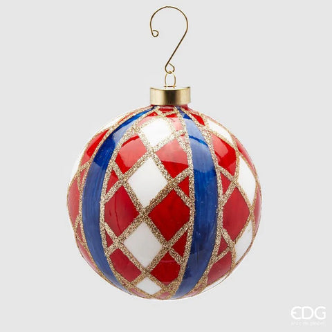 EDG Enzo De Gasperi Pallina di Natale Rombi Circus in Vetro D12 cm
