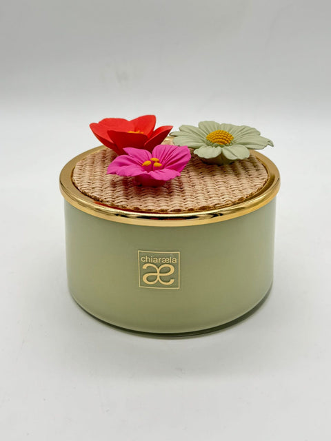 CHIARAELA CANDELA ELI GIGANTE VERDE SALVIA CON FIORI DI CAMPO 12X10