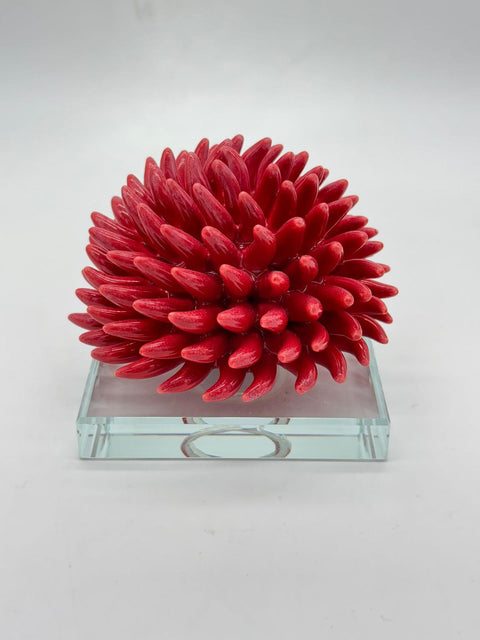 SARA'S IDEA RICCIANE' SU BASE CRISTALLO 10x10x8.5 COLORE ROSSO
