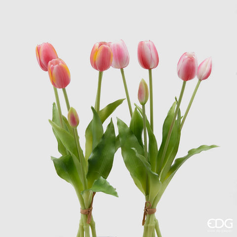 EDG Enzo De Gasperi Set 2 Bouquet Di Tulipani Sfumature Di Fucsia 39 CM