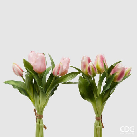 EDG Enzo De Gasperi Set 2 Bouquet Di Tulipani sfumature di rosa H28 cm