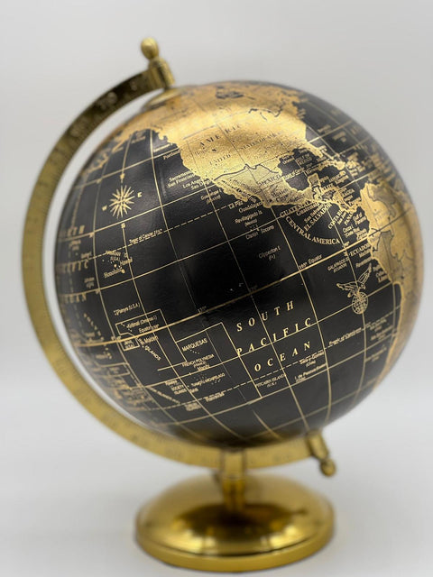 ENCANTADA GLOBO MAPPAMONDO GRANDE NERO/ORO H 28 CM BASE METALLO
