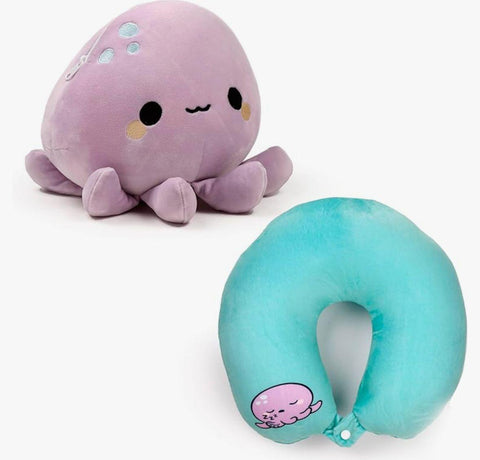 PUCKATOR CUSCINO DA VIAGGIO CON PELUCHE 2 IN 1 WENDY IL POLPO