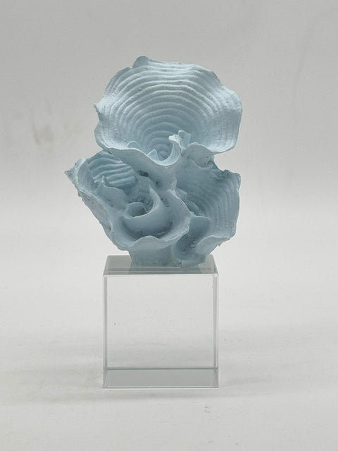 CHIARAELA SCULTURA CORALLO PICCOLO VERTICALE CIELO SU  BASE CRISTALLO 4X6X11