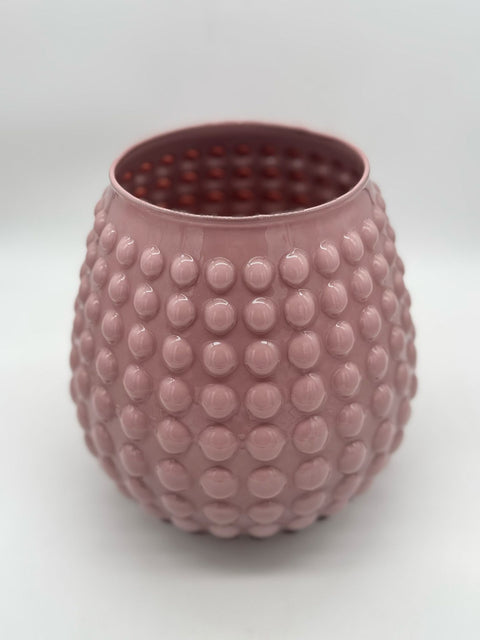 NON SOLO PELTRO VASO IN VETRO COLORATO CON 3 TULIPANI BIANCHI H 20 CM ROSA ANTICO