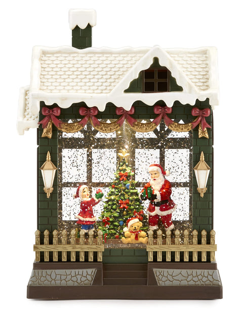 FADE GLOBO DI NEVE SNOWGLOBE CASA BABBO NATALE 18X26 CON LUCI E MUSICA