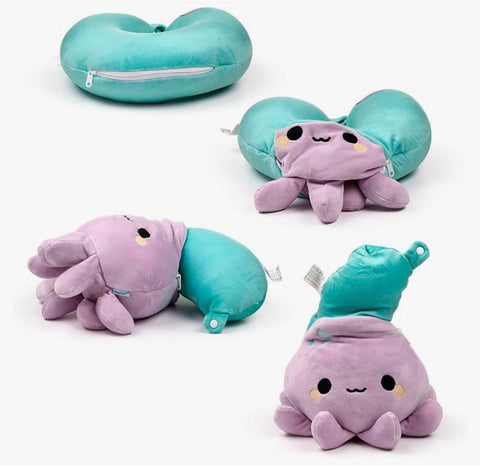 PUCKATOR CUSCINO DA VIAGGIO CON PELUCHE 2 IN 1 WENDY IL POLPO