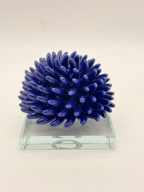 SARA'S IDEA RICCIANE' SU BASE CRISTALLO 10x10x8.5 COLORE BLU