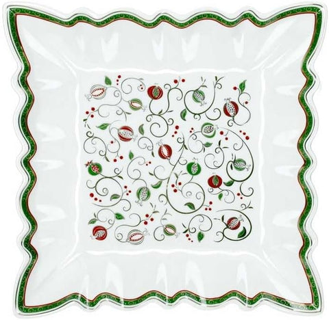 BRANDANI VASSOIO QUADRO SMERLATO TEMPO DI FESTA  PORCELLANA