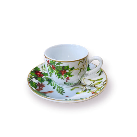FADE Tazza Caffè con Piattino in Fine Porcellana Redberry