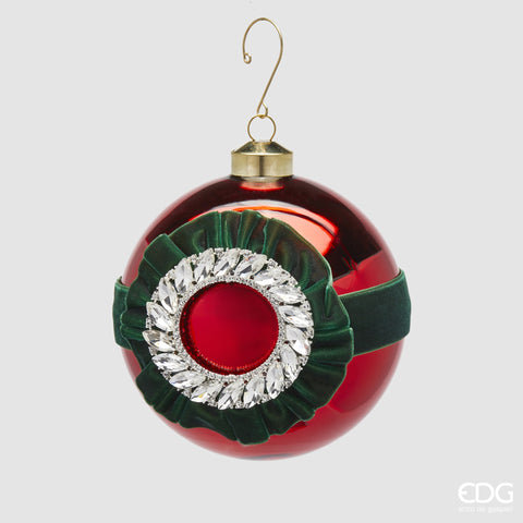 EDG ENZO DE GASPERI ADDOBBO PALLA STRASS RED D 12 CM