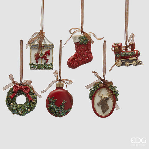 EDG ENZO DE GASPERI ADDOBBO XMAS 6 ASS. H.9 C5 ROSSO E VERDE