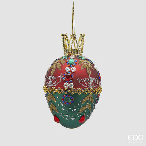 EDG ENZO DE GASPERI ADDOBBO UOVO BOHEME H.13 D.8 C5 VERDE E ROSSO