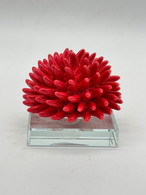 SARA'S IDEA RICCIANE' SU BASE CRISTALLO 7.5X7.5X6.5 COLORE ROSSO