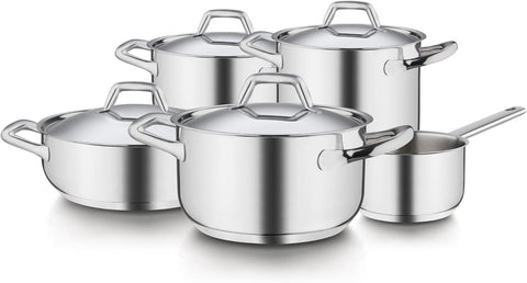 BARAZZONI, Batteria Chef Line, Composizione 9 Pezzi, Acciaio 18/10, PFAS Free
