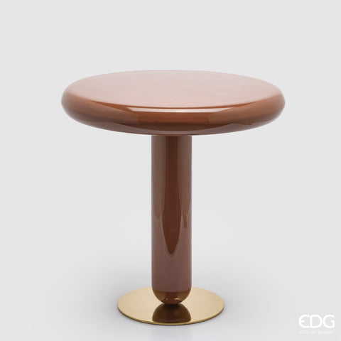 EDG ENZO DE GASPERI TAVOLO GLOSSY ROTONDO H.44 D.40 C6 MARRONE