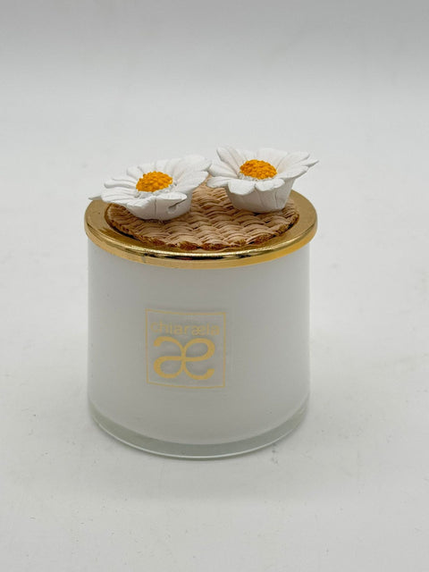 CHIARAELA CANDELA ELI MIGNON BIANCO CON MARGHERITE E PAGLIA 6X7