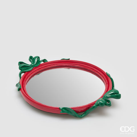 EDG ENZO DE GASPERI VASSOIO DECORATIVO FIOCCHI OVALE H.5 L.37 L.29 C6 ROSSO