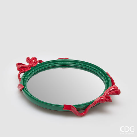 EDG ENZO DE GASPERI VASSOIO DECORATIVO FIOCCHI OVALE H.5 L.37 L.29 C6  VERDE