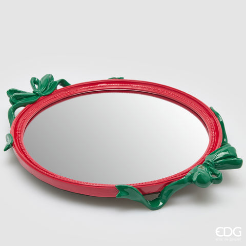 EDG ENZO DE GASPERI VASSOIO DECORATIVO FIOCCHI OVALE H.6 L.51 L.39 C6 ROSSO