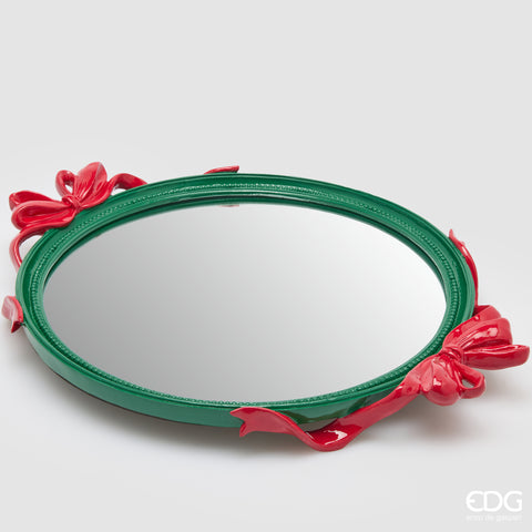 EDG ENZO DE GASPERI VASSOIO DECORATIVO FIOCCHI OVALE H.6 L.51 L.39 C6 VERDE