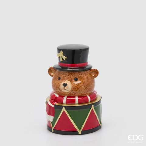 EDG ENZO DE GASPERI CONTENITORE ORSO CON SCIARPA H.24 L.16.5 L.16 C6 VERDE E ROSSO