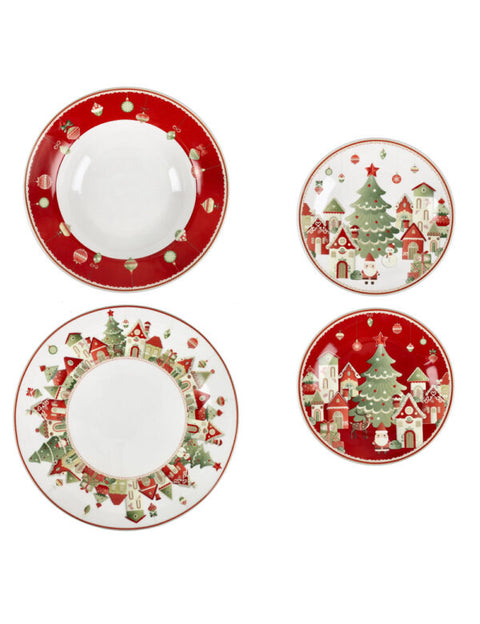 BRANDANI TAVOLA 18 PZ VILLAGGIO IN FESTA NEW BONE  CHINA
