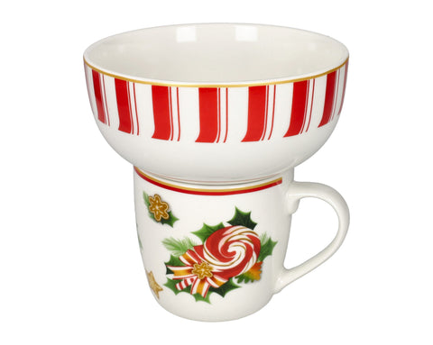 BRANDANI MUG C/CIOTOLA LE CHICCHE SET 2 PZ NEW BONE  CHINA