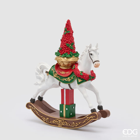 EDG ENZO DE GASPERI DECORO CAVALLO A DONDOLO H.43.5 L.36.5 L.13 C6 ROSSO E BIANCO