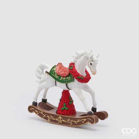 EDG ENZO DE GASPERI DECORO CAVALLO A DONDOLO H.30.5 L.32.5 L.9 C6 ROSSO E BIANCO
