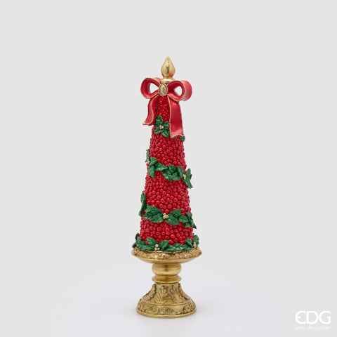 EDG ENZO DE GASPERI DECORO PINO CON FIOCCO H.48 D.13.5 C6 ROSSO E VERDE
