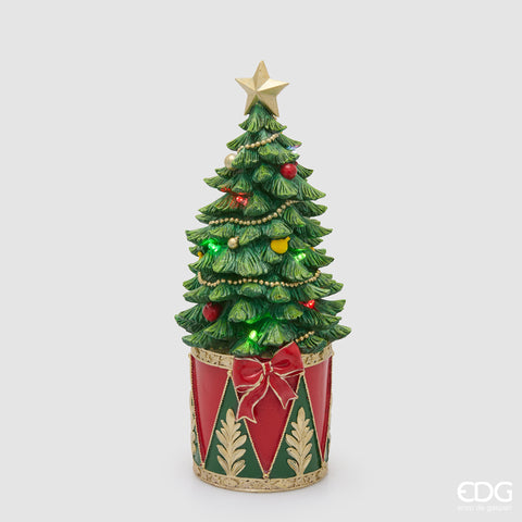 EDG ENZO DE GASPERI DECORO PINO CON TAMBURO LED H.37 D.16 LED C6 ROSSO E VERDE