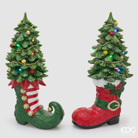 EDG ENZO DE GASPERI DECORO PINO CON STIVALE LED 2 ASS. H.39 L.21 L.15 LED C6 ROSSO E VERDE